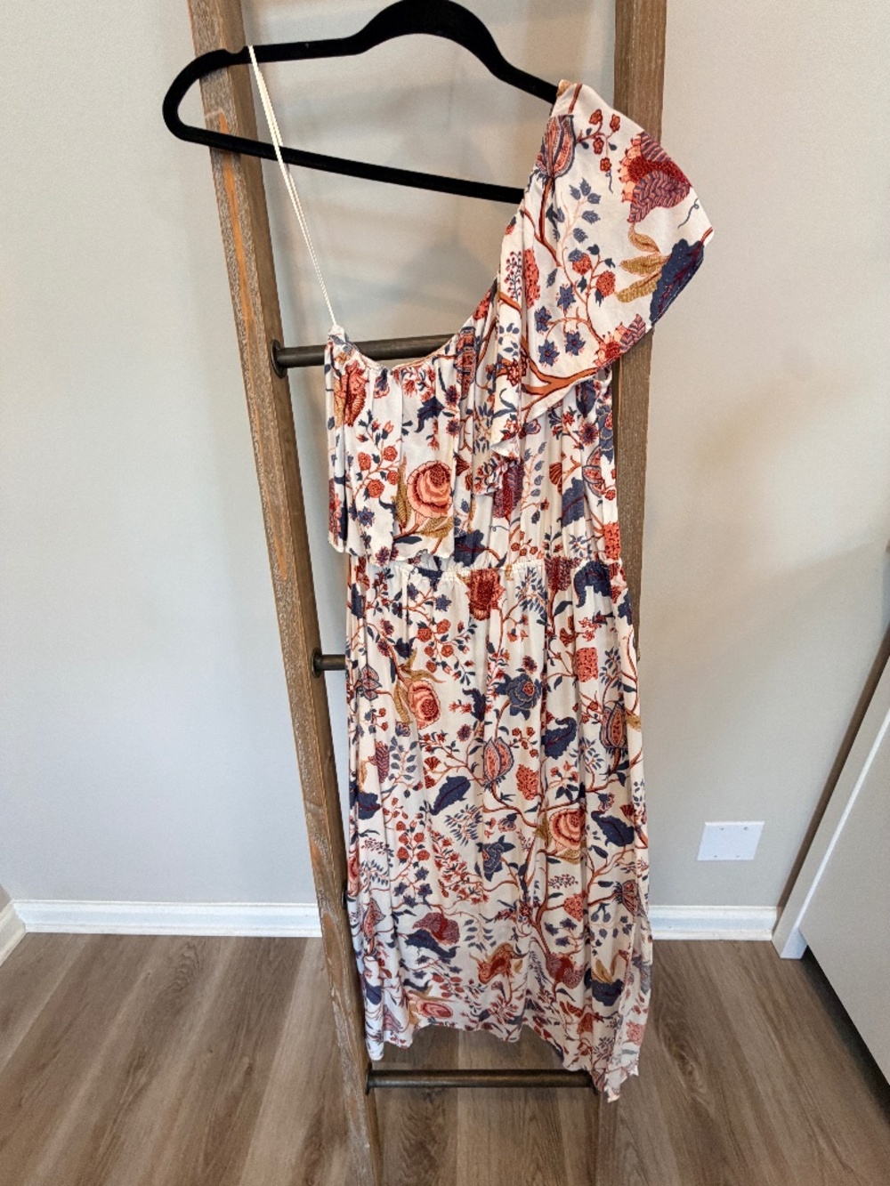 Tahari One Shoulder Midi Dress with Slit